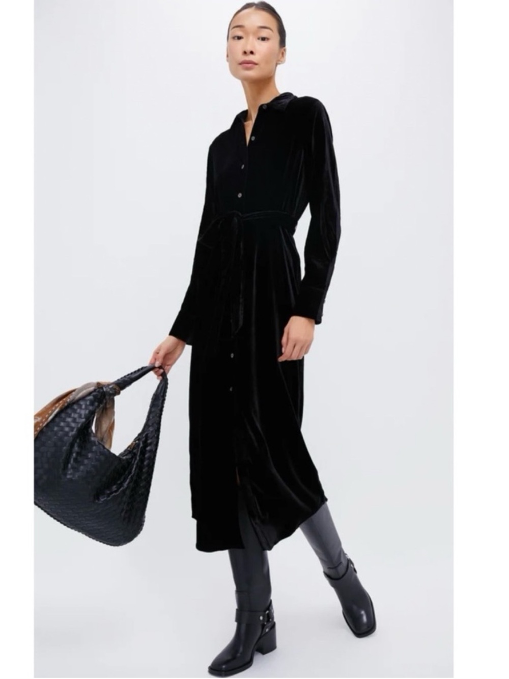 Faherty Black Velvet Maxi Dress